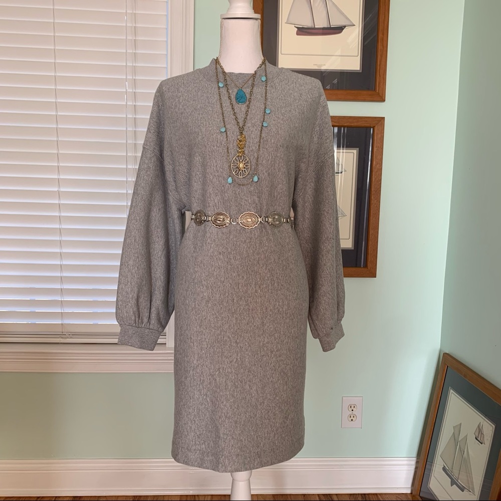 GAP Sweats Gray Silver Sparkly Metallic Sweatshirt Dress L